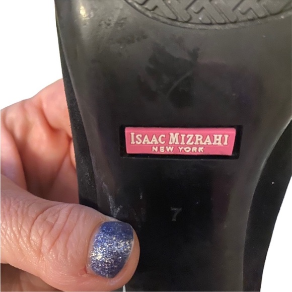 Isaac Mizrahi New York black suede block heels with tweed details - Picture 8 of 15
